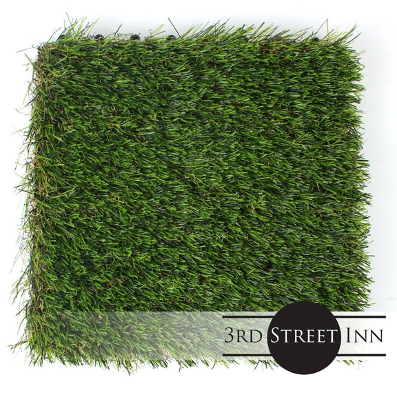 3rd Street Inn Professional Grade Interlocking Artificial Grass Tile - 9 Pack