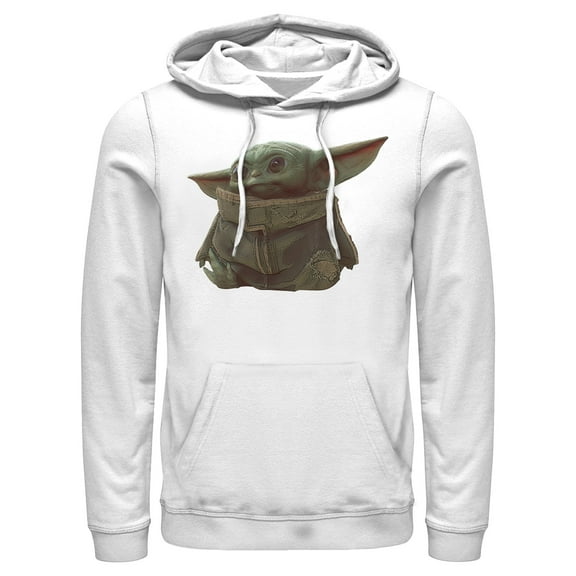 Men's Star Wars: The Mandalorian The Child Portrait  Pull Over Hoodie White Large