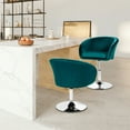 thumbnail image 3 of Gymax Set of 2 Modern Velvet Chair Height Adjustable Bar Stool Swivel Green, 3 of 10