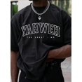 thumbnail image 1 of Camiseta de verano para hombre con monograma de Yahvé: cuello redondo, ligeramente elástica, corte regular, letras entrelazadas, estilo informal, tejido de punto, ideal para el verano. 1 pieza, 100 %, 1 of 6