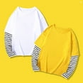 thumbnail image 4 of Otqutp Toddler T Shirt Tops Boys Girls Spring Fall Long Sleeve Cotton False Two PC Striped Top T Shirt Clothes for Party School Birthday for 1 to 10 Years, 4 of 5