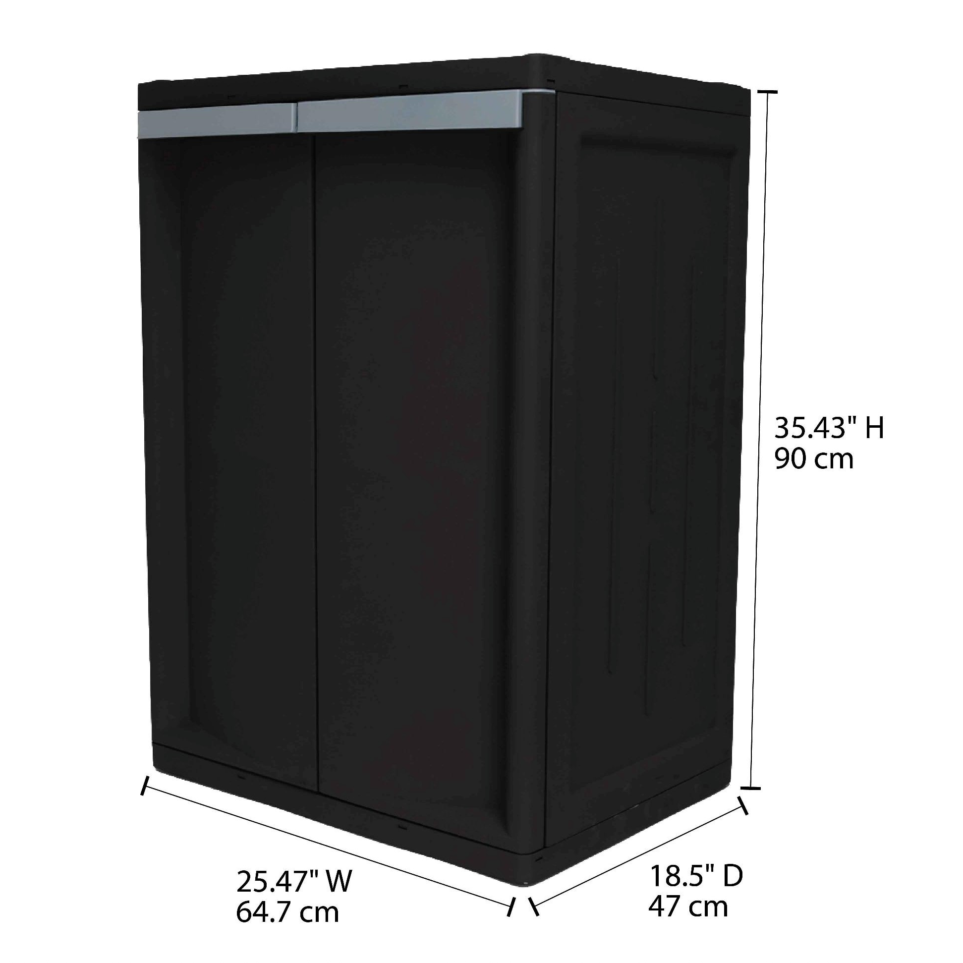 Hyper Tough 2 Shelf Plastic Garage Storage Cabinet 18.5Dx25.47Wx35.43
