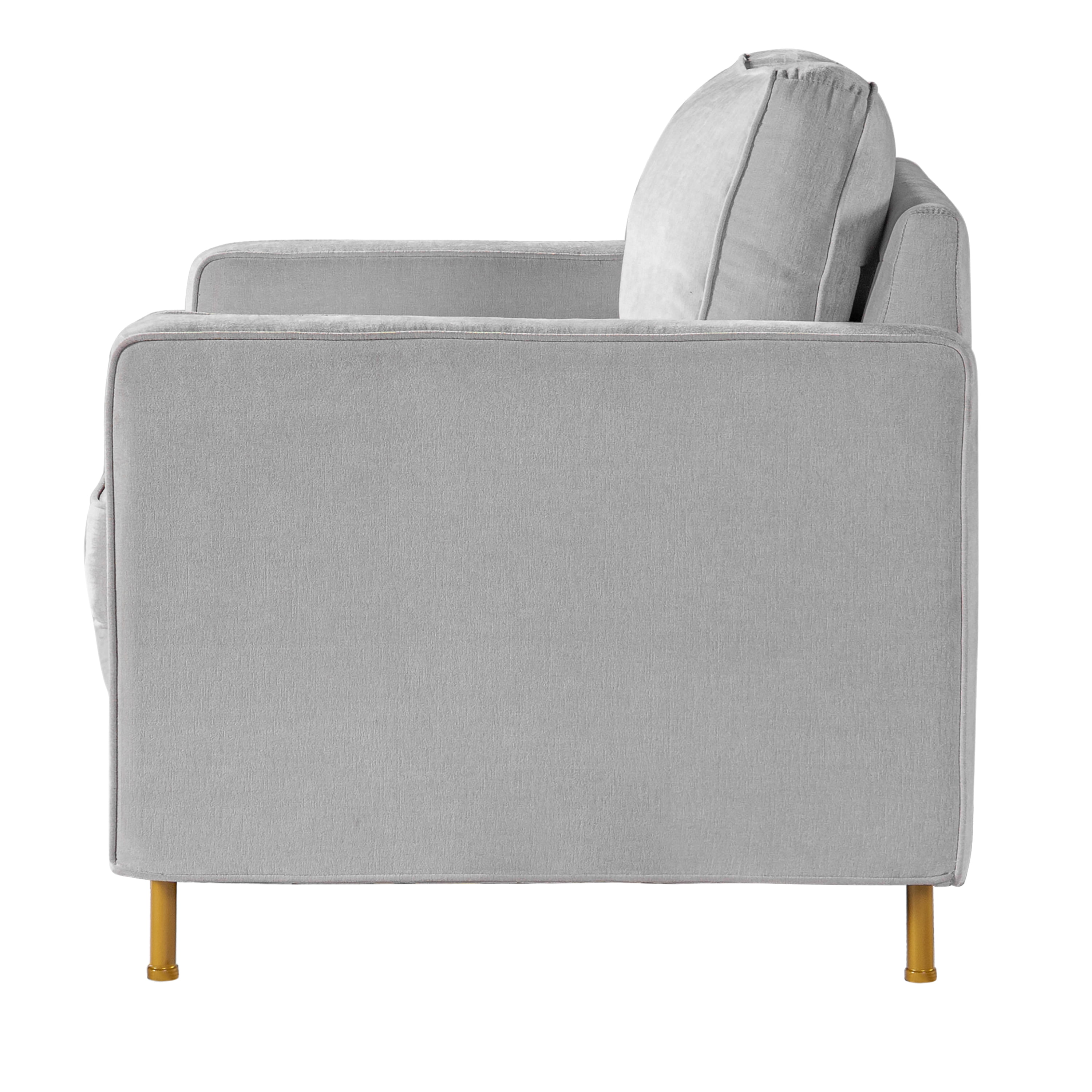 Euroco Modern Accent Chair, Oversized Chenille Upholstered Single Sofa with Deep Seat and Wood Legs, Comfy Reading Armchair for Living Room Bedroom,Light Gray