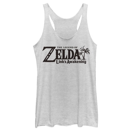 Women s Nintendo Legend of Zelda Link s Awakening Switch Logo Racerback Tank Top White Heather 2X Large
