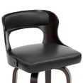 thumbnail image 4 of CRERIYO 26" Swivel Bar Stools Set of 3, Bentwood Counter Height Stools with Upholstered Seat, Wood Legs and Chrome Footrest, Black, 4 of 6