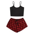 thumbnail image 2 of BONIXOOM Christmas Pajamas For Women Christmas Pajamas Sleepwear Drawstring Long Sleeve Sleep Pants Plaid Red L, 2 of 7
