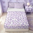thumbnail image 2 of Erosebridal Cheetah Leopard Print Zipper Queen Comforter Set with Fitted Sheet and 2 Pillowcases for Girls, Modern Purple Spot Zipper Bedding Set, Reversible, 4pcs, 2 of 7