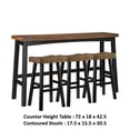 thumbnail image 3 of Casy 4pc Bar Height Table Set- 3 Contour Stools- Black Brown Wood, 3 of 6