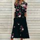 thumbnail image 1 of ICHUANYI Clearance Fashion Women Summer Printing Causal V-Neck Button Short Sleeve Vacation Pockets Dress(Black, XXL) ICHUANYI WER2023081200292, 1 of 5