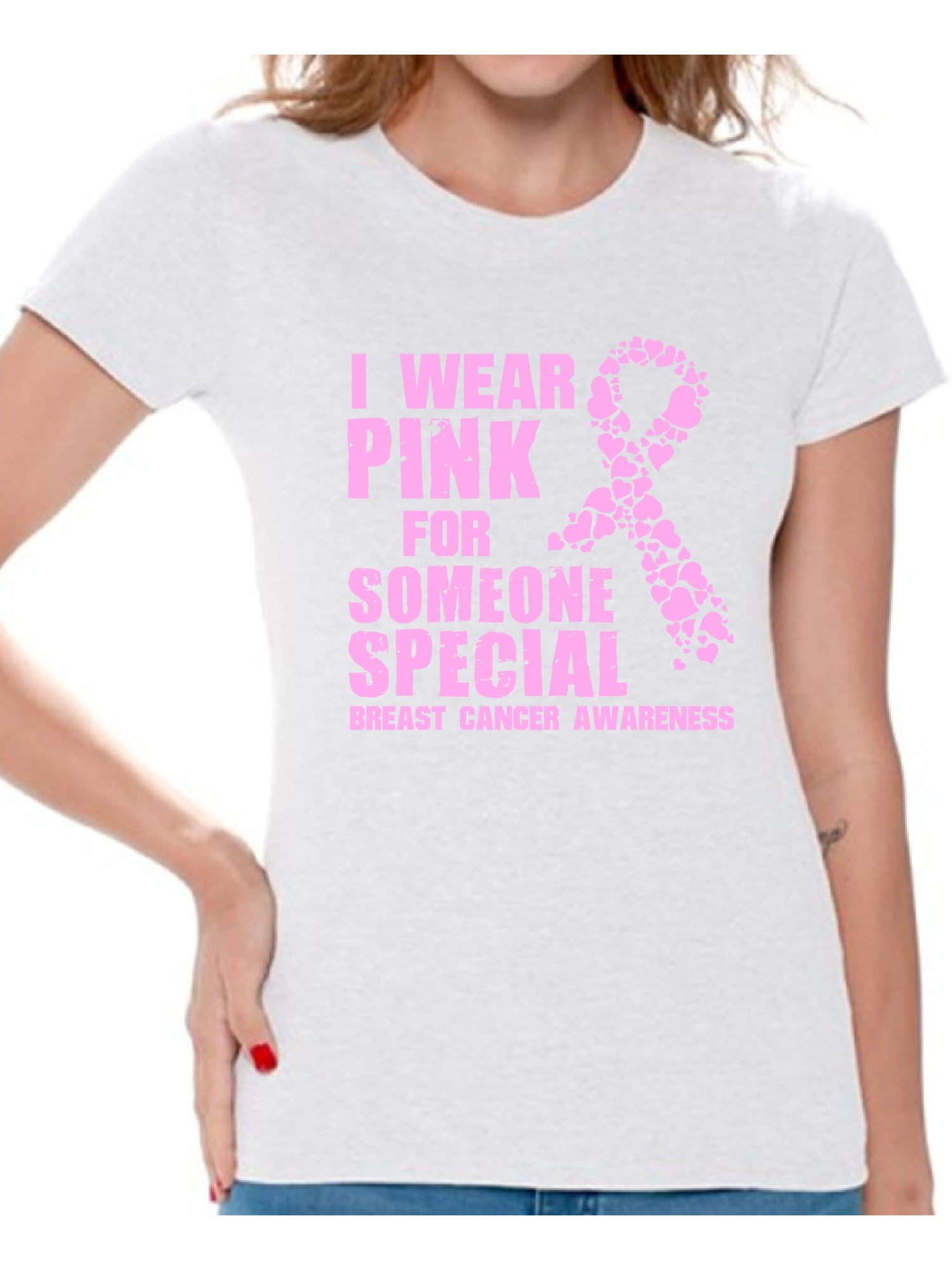 Cancer Awareness T-Shirt I Wear Pink For My Hero Mom Cancer Ribbon Cancer Awareness Cancer Support Gifts Women's Plus Size V-Neck Tee