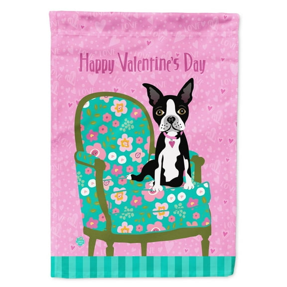 Carolines Treasures VHA3001GF Happy Valentines Day Boston Terrier Flag Garden Size  Small multicolor