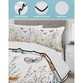 thumbnail image 4 of Quilts Queen Size, Spring Floral Soft Comforter Bedding Set for Bed, Butterfly Summer Botanical Watercolor Flowers Lightweight Quilted Bedspread with Pillow Cover(2 Pieces) for All Season, 90x96 Inch, 4 of 6