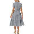 thumbnail image 3 of Vestido de cuadros de mujer Inspire Chic, vestido midi con volantes, escote en V, decoración de botones, color negro, talla L, 3 of 6