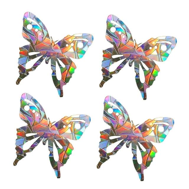 veasfak 4pcs 3D Decorative Window Film, Clear Glass Rainbow Effect Door Window Static Butterfly