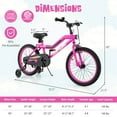 thumbnail image 3 of Costway 18" LED Lighted Kids Bike with Adjustable Seat Coaster Brake Training Wheels Pink, 3 of 10