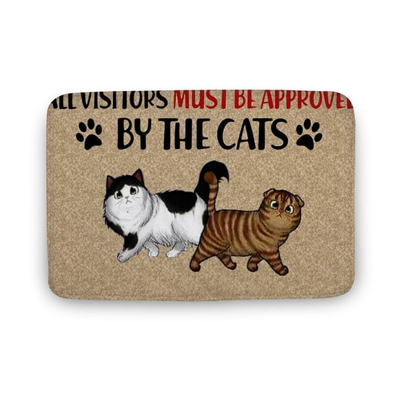 Funny Cat Decorative Mat-All Visitors Must Be Approved By The Cat Doormat- Cat Doormat-Welcome Mat-Gift For Cat Mom,Dad,Indoor Doormat,Front Back Door Mat 17”x30”
