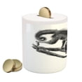 thumbnail image 2 of Animal Piggy Bank, Sketchy Style Monkey on a Branch Exotic Creature in Jungle Hand Drawn Illustration, Ceramic Coin Bank Money Box for Cash Saving, 3.6" X 3.2", Dimgrey, by Ambesonne, 2 of 4