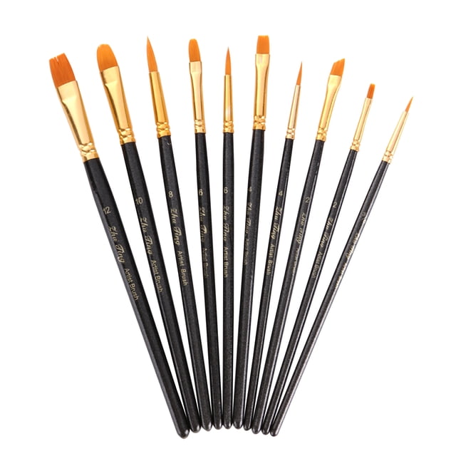 10 pinceles de pintura para artistas, pelo de nailon, mango de madera, pincel profesional, regalo pa Tomshoo Cepillo de pintura