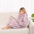 thumbnail image 4 of Pink Cartoon Unicorn Rainbow Cloud Moon Star Blanket Hoodies for Kids 6-13YR Oversize Wearable Blanket Hoodies for Boys Girls Teens, 4 of 7