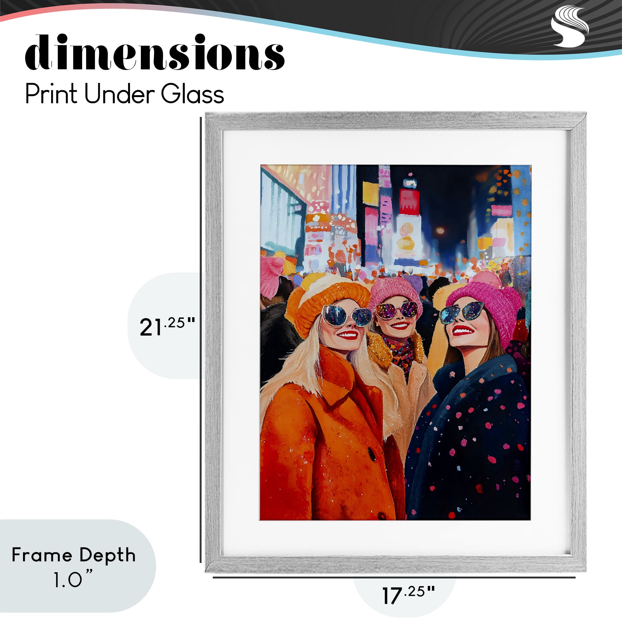 Stupell Industries New Year's Girls in City Gray Framed Print Under Glass, design by LSR Design Studio