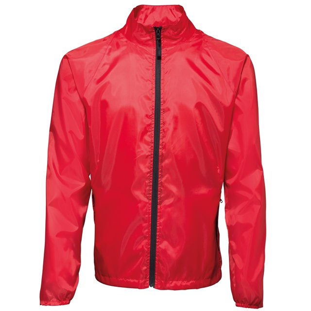 2786 - Chaqueta Cortavientos / chubasquero /Impermeable ligero hombre caballero - Senderismo/Running (Rojo / Negro)