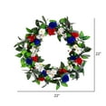 thumbnail image 6 of Vickerman 22" Artificial Mixed Floral Wreath With Red, White, And Blue Flowers and Berries, 6 of 6