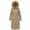 Khaki, variant on Women Winter Coat Thick Warm Zipper Hooded Slim Down Jacket Coat Solid Color Plus Size Long Overcoat with Pockets