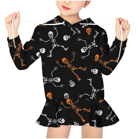 

QISIWOLE Halloween Girl s Fall Clothes Oversized Sweatshirt Pullover Hoodie Child Long Sleeve Shirt Cute Cartoon Print Dress Outfit Discount