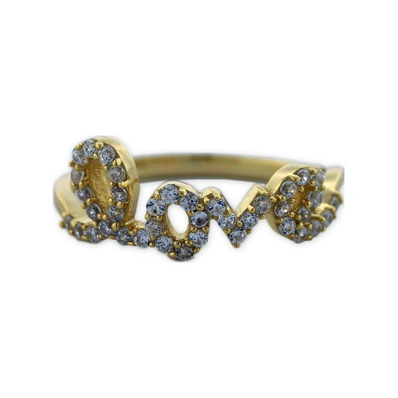 Forever New CZ 18kt Gold over Sterling Silver Love Ring