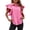 Rose Pink, variant on Women Summer Ruffled Button Down Shirt Short Sleeve