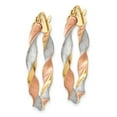 thumbnail image 2 of Real 14kt White & Rose Rhodium Satin Twisted Hoop Earrings; for Adults and Teens; for Women and Men, 2 of 3