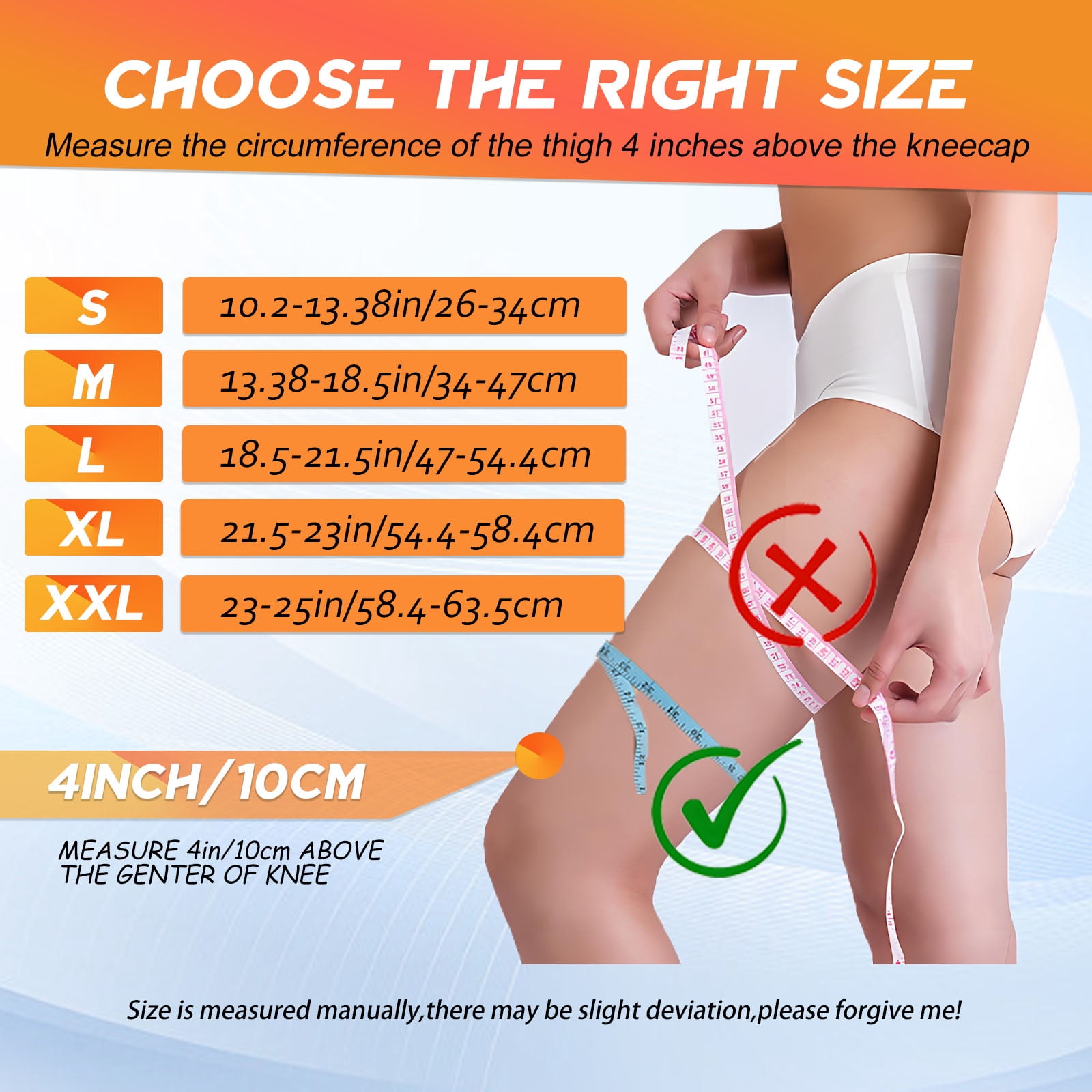 Teeuard 1pc Sport Knee Brace with Gel Pads, Adjustable, Anti-Slip，Injury Recovery- Orange Small