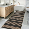 thumbnail image 3 of Garvee 2'x6' Modern Striped Runner Rugs Easy Jute Rug with Non-Slip Backing, Washable Rug Neutral Print Indoor Outdoor Carpet for Bedroom Hallway Patio, Black Coffee, 3 of 6