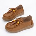 thumbnail image 4 of Shrysg Women's Vintage Faux Leather Beaded Lace Up Casual Shoes Soft Sole Round Toe Loafer Comfortable Slip On Walking Shoes for Daily Wear Coffee, 4 of 7