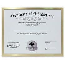 Certificate-size Brushed-Gold Aluminum 11x8one-half inch frame by Lawrence - 8.5x11