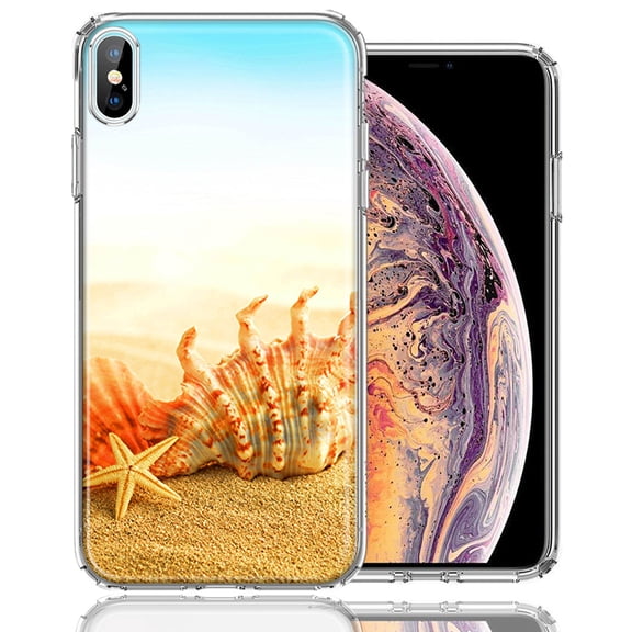 MUNDAZE For Apple iPhone XS Max Beach Shell Design Double Layer Phone Case Cover