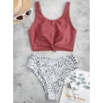 thumbnail image 2 of ZAFUL for Women's Swimwear Knot Dalmatian Print High Waisted Tankini Swimsuit Cherry Red XL, 2 of 7