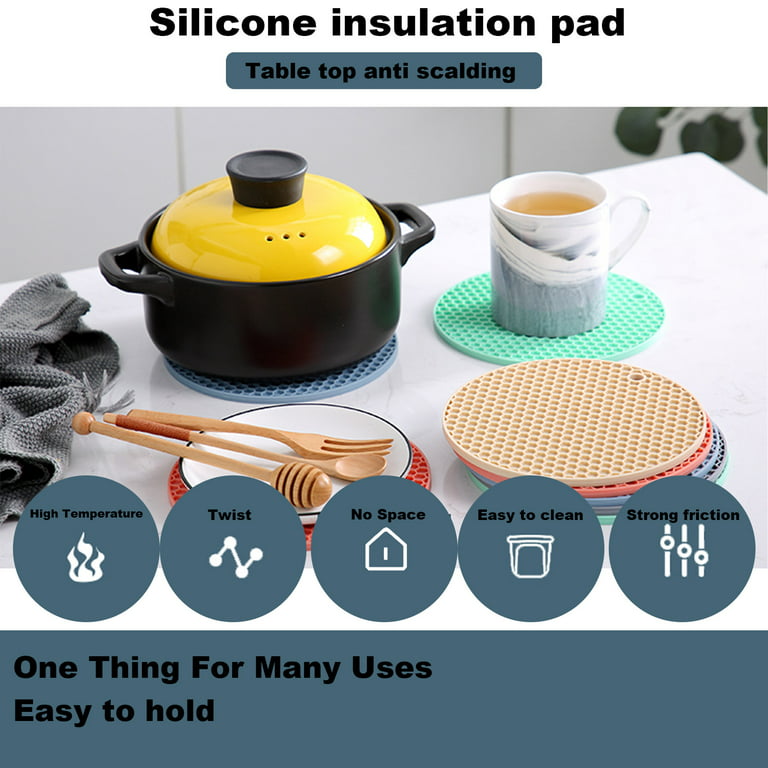 Silicone Table Mat Heat Resistant Round Honeycomb Trivet Table Pad