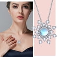 thumbnail image 6 of TANGPOET Moonstone Snowflake Female Necklace Sterling Silver Zircon Pendant, 6 of 7