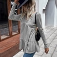 thumbnail image 2 of Color Puro Cuello En V Manga Larga Tops Mujer Moda Elegante Suelta Casual Volantes Dobladillo Camiseta para Citas Gris Claro XL, 2 of 8