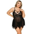 thumbnail image 3 of Plus Size Lingerie, CaiDieNu Lingerie for Women Plus Size, Sexy Lingerie Low Back Lace Mesh Chemise - Black 4XL, 3 of 5