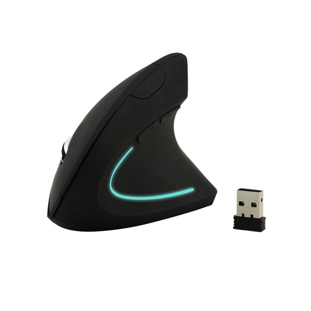 Wireless Mouse Ergonomic Right-hand Grip 2.4GHz 1600DPI Vertical USB Gaming Mice for PC - Black