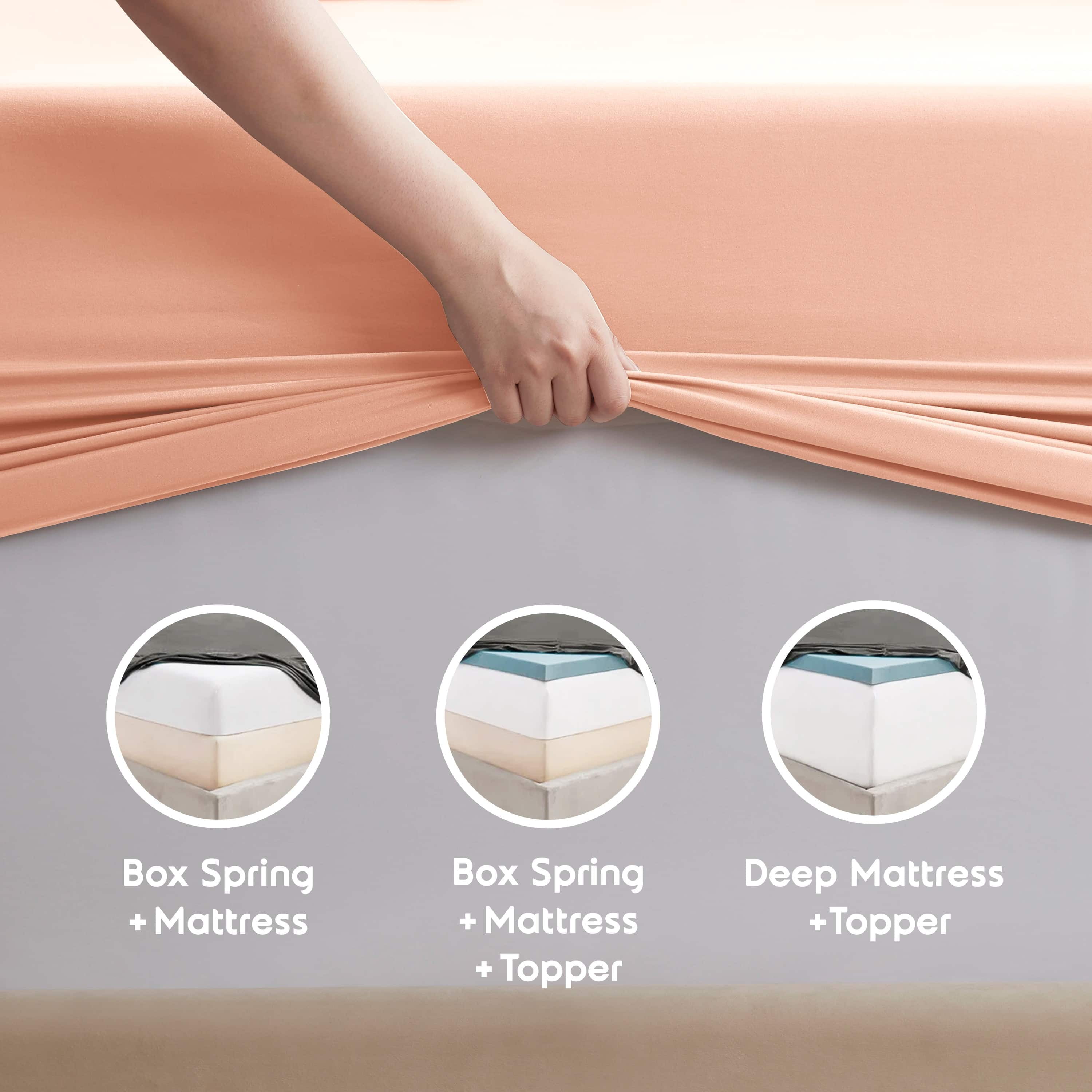 LammaLoe Extra Deep Pocket Queen Sheets set, Fits 18"-24" Mattress, 6 Piece Soft Microfiber Bed Sheet Sets, Peach