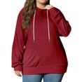 thumbnail image 2 of Women's Plus Size Pullover Hoodie Solid Color Long Sleeve Hooded Sweatshirt, Cozy and Warm Fall Winter Casual Fashion Top with Soft Fabric for Everyday Wear and Outdoor Activities,Wine,4XL, 2 of 7