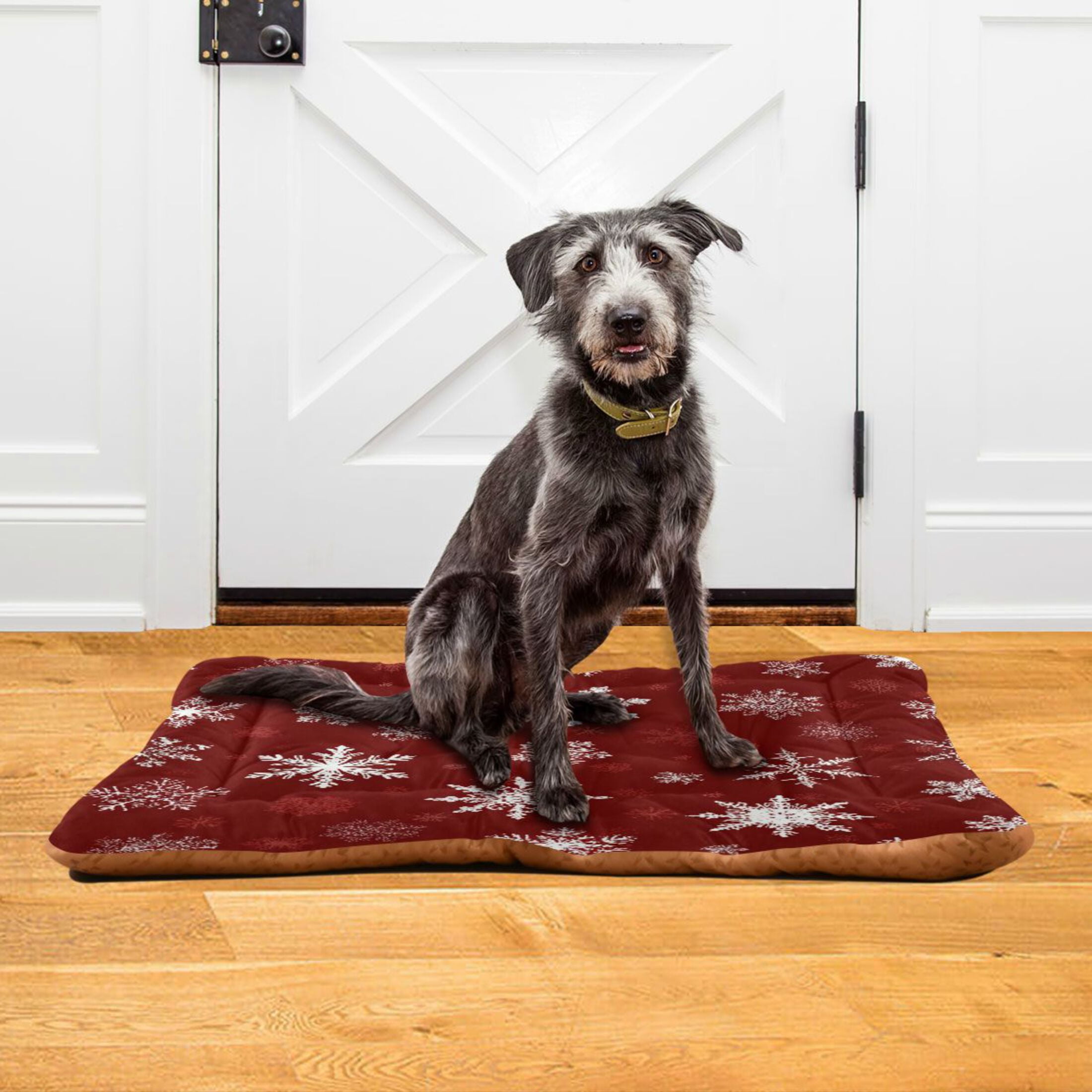 Qxltty Snowflake Pattern Ped Pad Wear-resistant and Hard to Bite Through Sleeping Pad for Small Medium Large Dogs Winter Pet Bed 36×24in