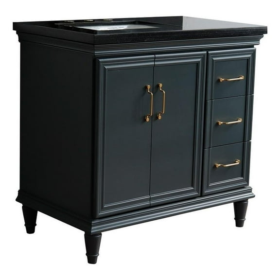 37 in. Single Vanity Dark Gray Black Galaxy Rectangle Left Door.Left Sink