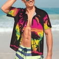 thumbnail image 5 of Lsque Flamingo And Palm Trees At Sunset pattern Hawaiian Shirt for Men, Unisex Summer Beach Casual Short Sleeve Button Down Shirts-XX-Large, 5 of 9