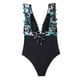 thumbnail image 4 of Traje De BañO Para Mujer Bikini Sin Mangas Estampado De Costura Costura Sin Espalda Traje De BañO Con Volantes XBTCLXEBCO Verde Negro;S, 4 of 6
