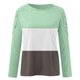 thumbnail image 5 of Puntoco mujeres Casual Color bloqueo cuello redondo encaje ahueca hacia fuera manga larga pulóver blusa adelgazante camiseta tops Puntoco Puntoco-2672, 5 of 5