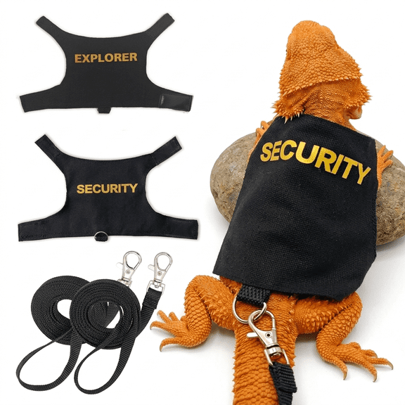 ROSEXIXI Bearded Dragon Harness and Leash Set 2Pcs Adjustable Explorer Vest Climbing Harness Escape Proof Reptile Harness And Leash Set For Small Animals Leopard Gecko Iguana Outdoor Walking